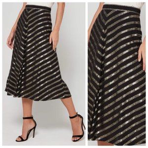 Alfani Black and Gold Metallic Striped skirt 8